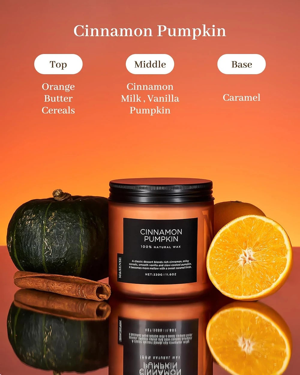 M&Sense Cinnamon Pumpkin Scented Jar Candle