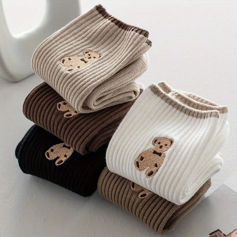 Teddy Bear Knit Mid-Calf Socks