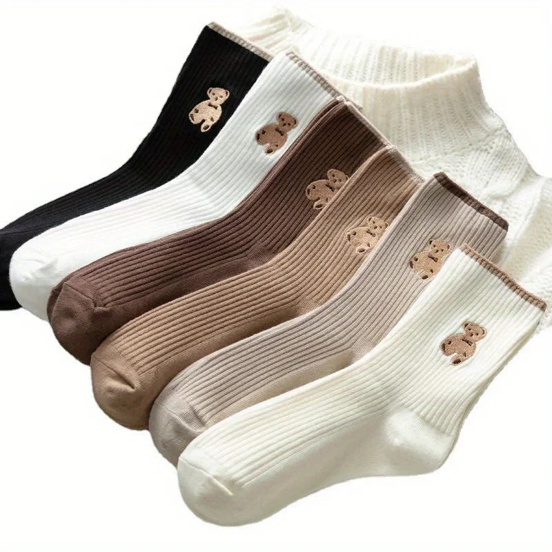 Teddy Bear Knit Mid-Calf Socks
