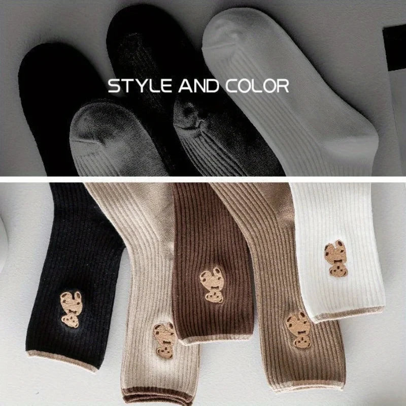 Teddy Bear Knit Mid-Calf Socks