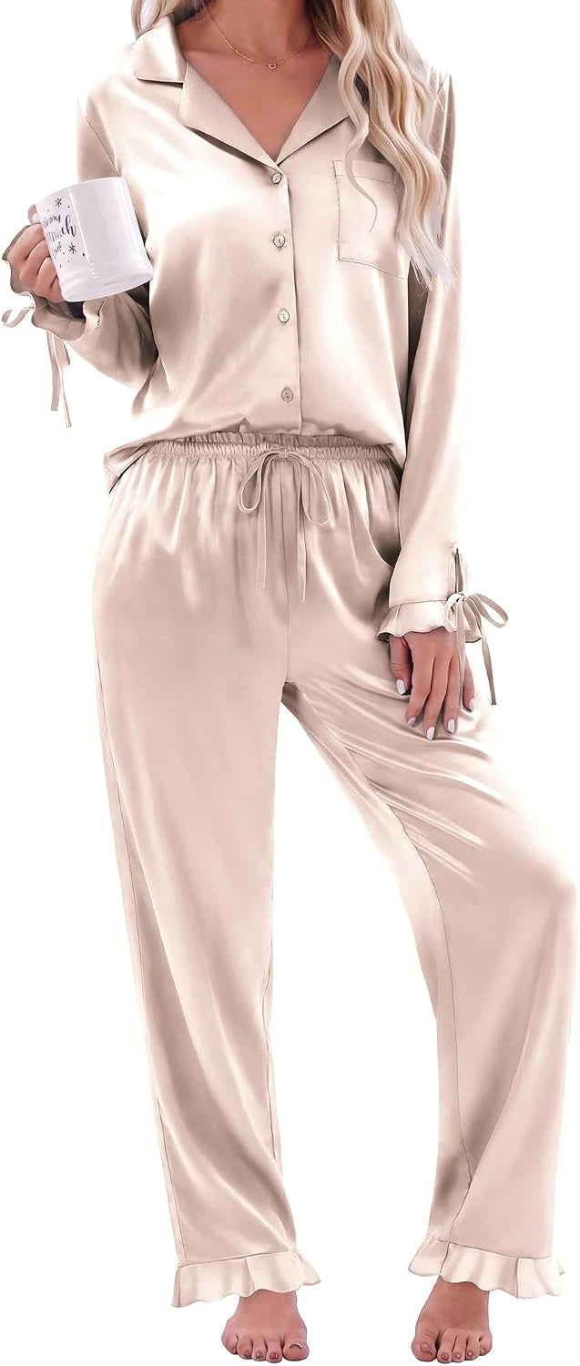 Ekouaer Silky Satin Pajama Set