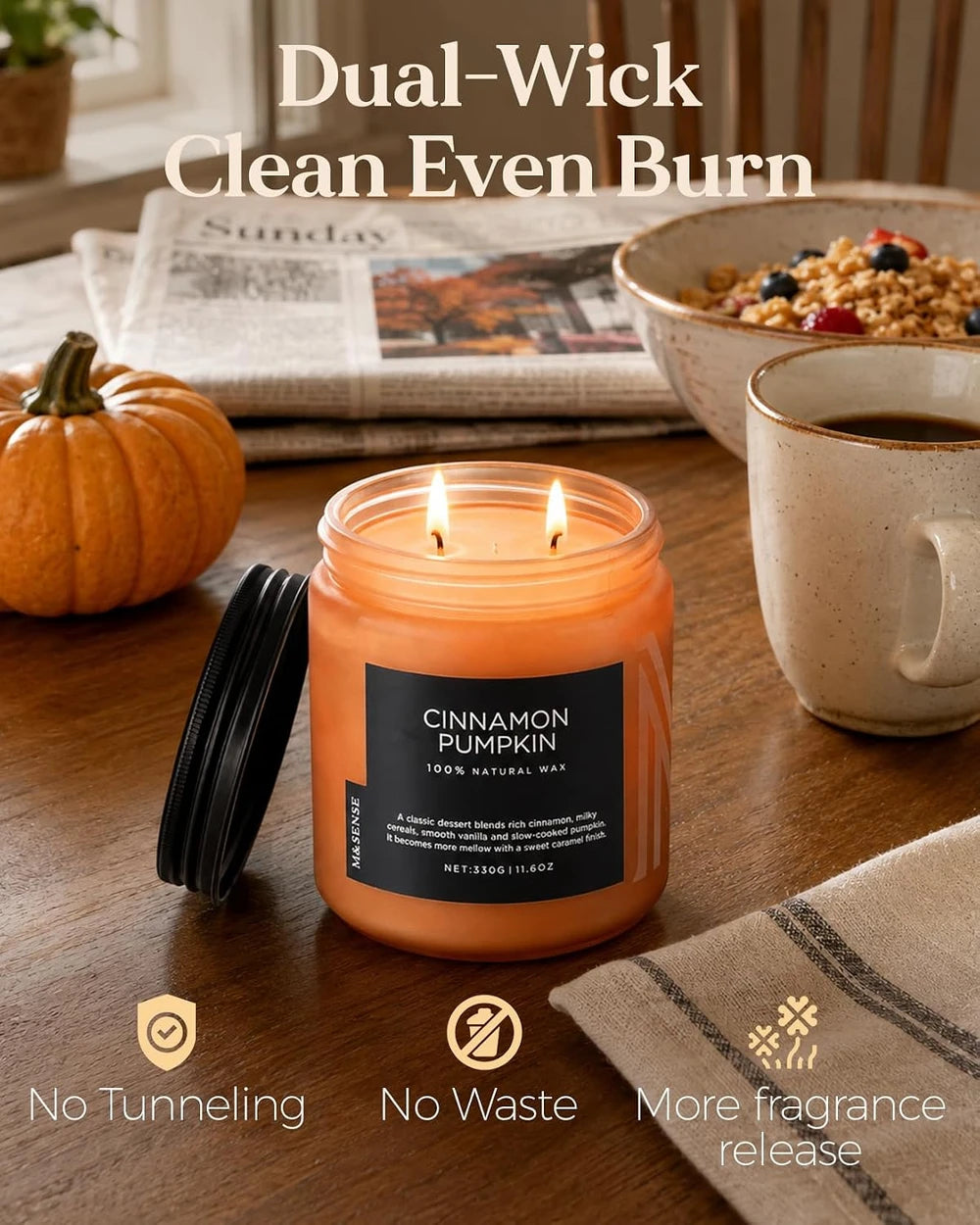 M&Sense Cinnamon Pumpkin Scented Jar Candle