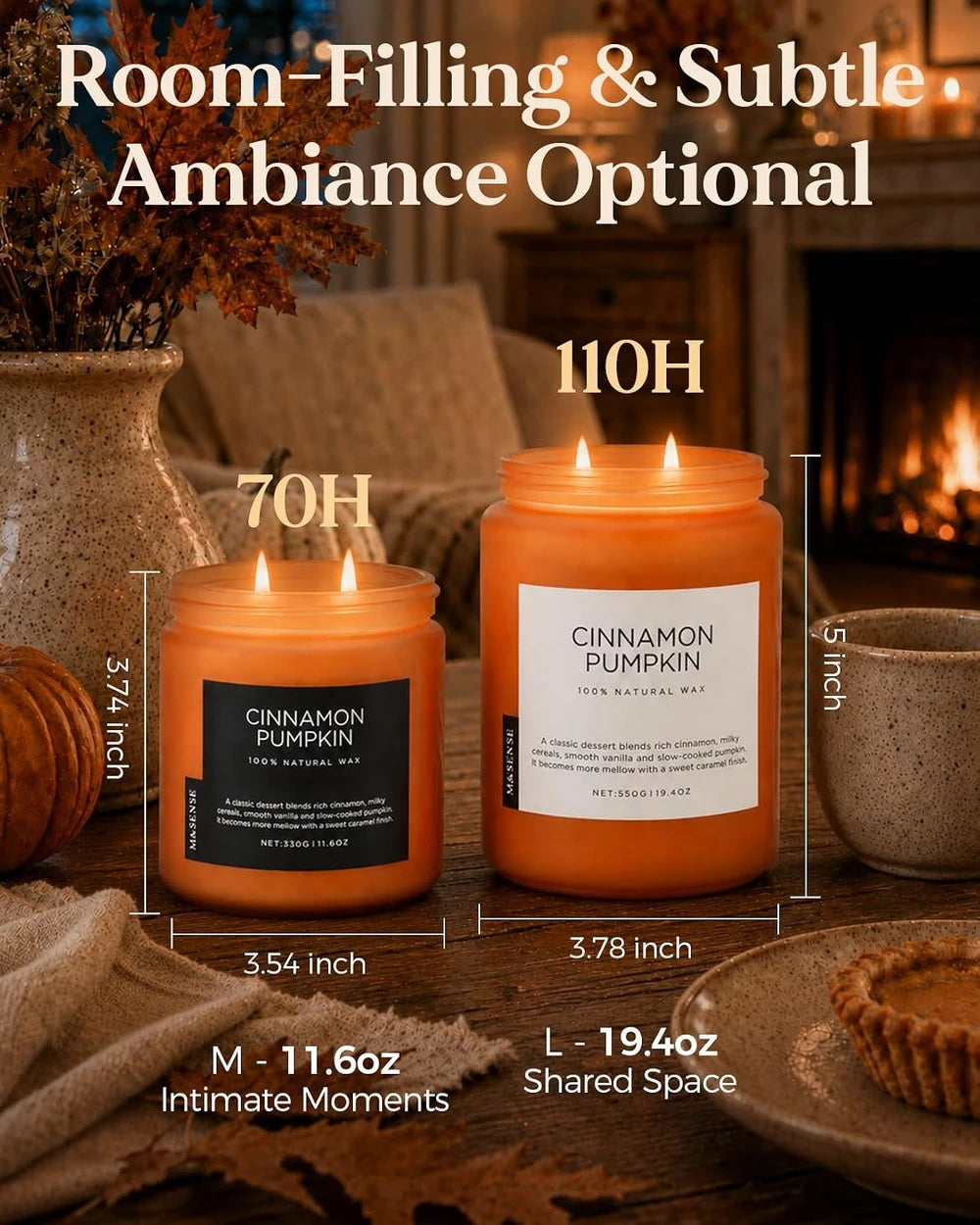 M&Sense Cinnamon Pumpkin Scented Jar Candle