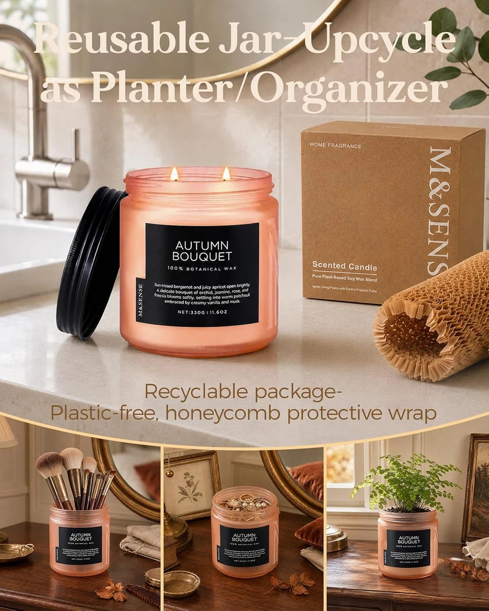 M&Sense Cinnamon Pumpkin Scented Jar Candle
